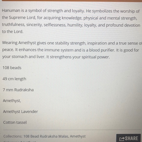 NWT Hamuman Mala - Amethyst - Picture 3 of 6